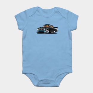 Classic hot rod fifties muscle car with cool couple cartoon Baby Bodysuit